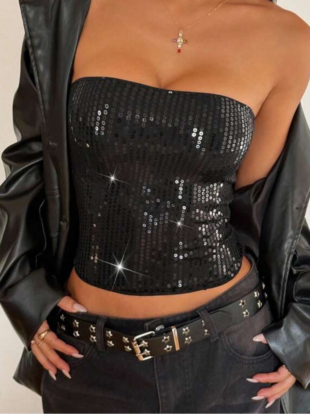 Black Sequin Tube Top